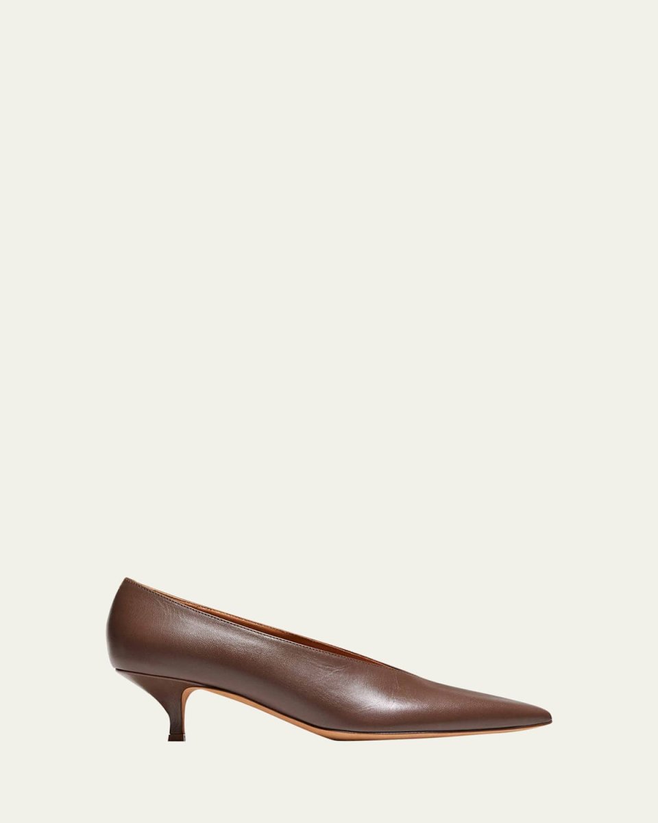 Veneto Leather Kitten-Heel Pumps